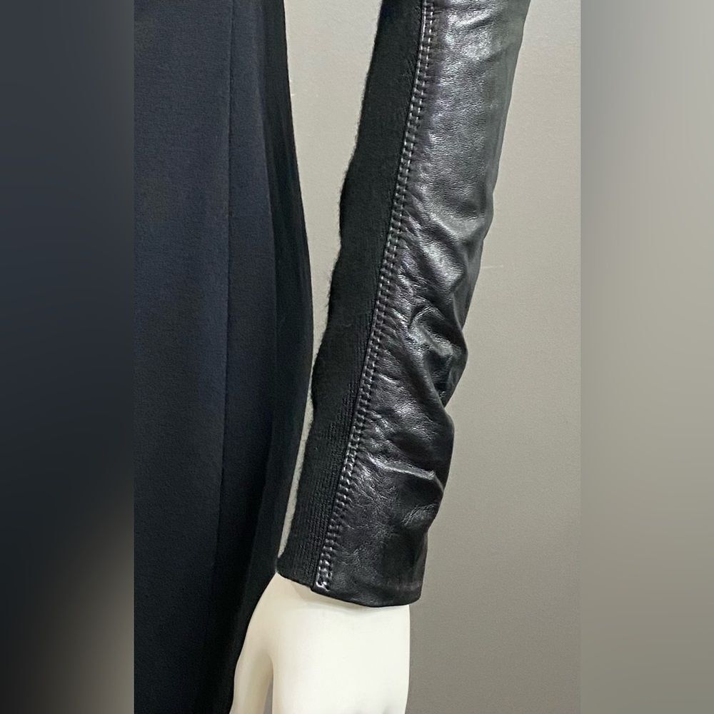 June Long Sleeve Black dress w/Distinctive genuine leather trim detailing Size S - Picture 6 of 12